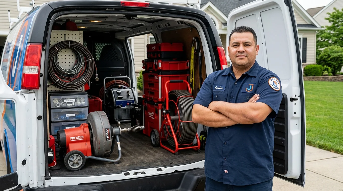 Professional drain cleaning equipment and Johns Plumbing LLC plumber in Saint Clair