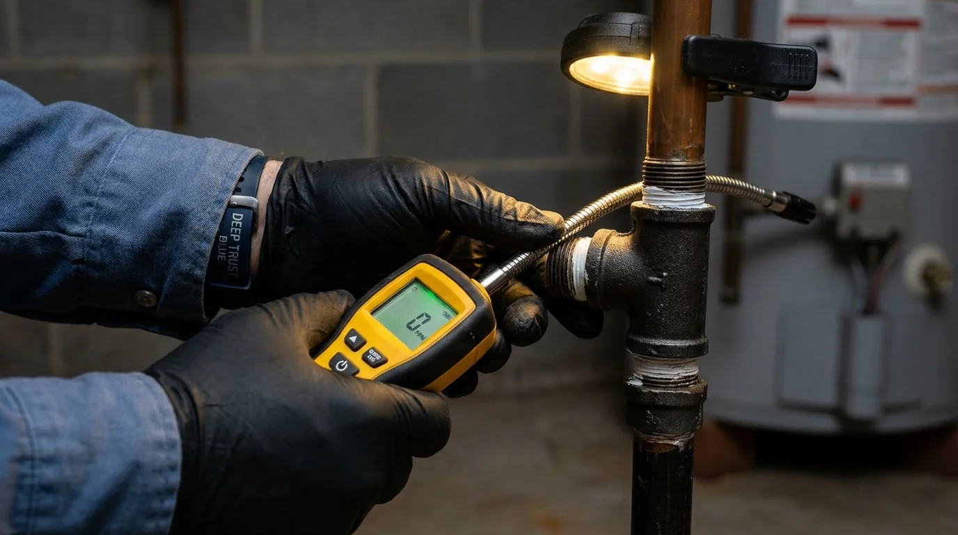 Gas leak detection with electronic sniffer by Johns Plumbing LLC in Saint Clair