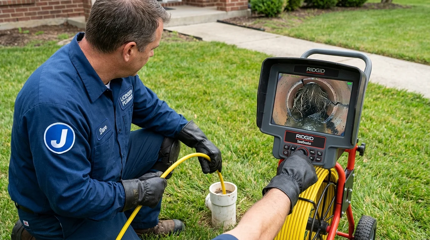 Sewer camera inspection being performed by Johns Plumbing LLC in Saint Clair