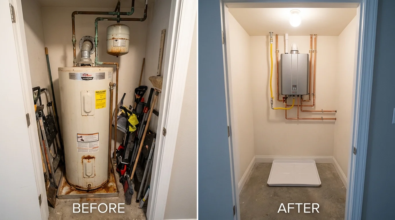 Tank water heater versus wall-mounted tankless unit comparison for Saint Clair, MO homeowners